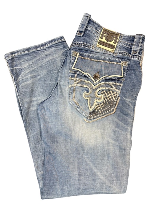 Rock Revival Other - Rock Revival Jeans Men’s 36 Bootcut Distressed Lightwash Embroidered Edgy Y2K